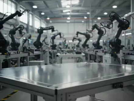 Ein moderner, aufgeräumter Arbeitsplatz in einer hochtechnisierten Industriehalle, der den technologischen Wandel symbolisiert. - Foto: über boerse-global.de