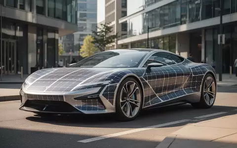 Ein futuristischer Solar-Elektroauto-Prototyp mit integrierten Photovoltaikzellen auf einer sonnigen Stadtstraße. - Foto: über boerse-global.de