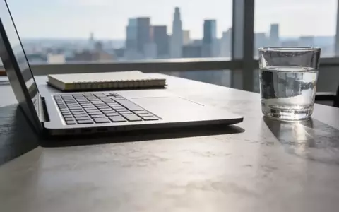 Ein minimalistischer, moderner Schreibtisch in einem hellen Büro mit natürlichem Tageslicht. - Foto: über boerse-global.de
