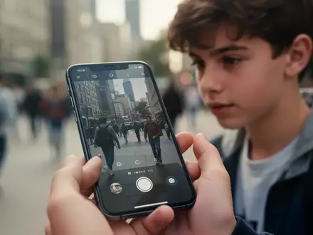 Ein Jugendlicher hält ein Smartphone in der Hand, während er in einer urbanen Umgebung steht. - Foto: über boerse-global.de