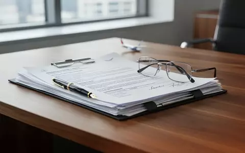Schreibtisch mit juristischen Unterlagen und einer Brille in einem modernen Büro als Symbol für arbeitsrechtliche Verfahren. - Foto: über boerse-global.de