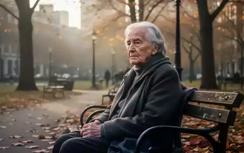 Eine nachdenklich wirkende ältere Person sitzt auf einer Parkbank in einem sonnendurchfluteten Stadtpark. - Foto: über boerse-global.de