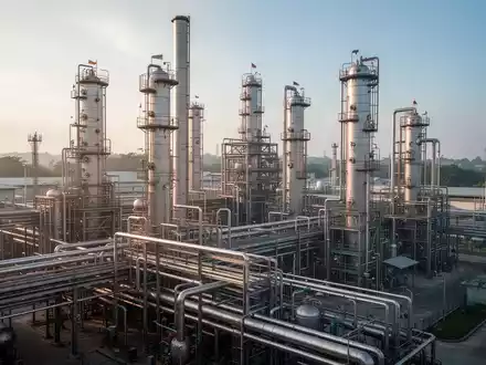 Moderne petrochemische Industrieanlage mit komplexen Rohrleitungssystemen bei Tageslicht. - Foto: über boerse-global.de