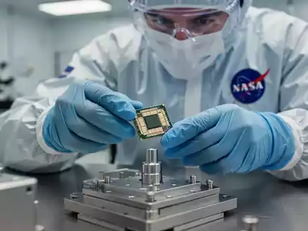 Ein NASA-Ingenieur hält einen hochmodernen Computerchip in einer sterilen Laborumgebung. - Foto: über boerse-global.de