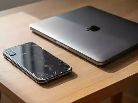 Ein iPhone X und ein MacBook Pro liegen auf einem Holztisch, was das Ende des Hardware-Supports symbolisiert. - Foto: über boerse-global.de