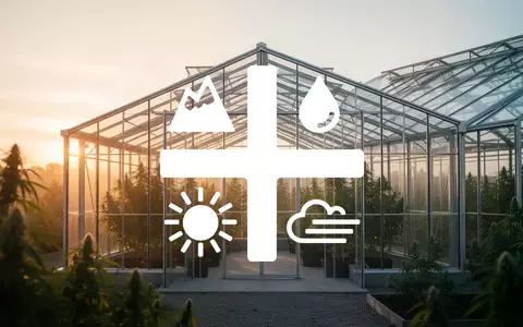 Abstrakte Darstellung einer modernen Gewächshausanlage in der Morgendämmerung als Symbol für die Cannabis-Industrie. - Foto: über boerse-global.de