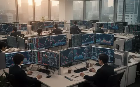 Blick auf moderne Börsenarbeitsplätze in einem Tokioter Bürogebäude mit Datenanalysen auf den Bildschirmen. - Foto: über boerse-global.de