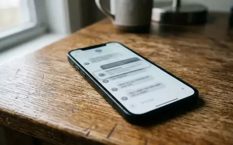 Ein Smartphone liegt auf einem Holztisch, während im Hintergrund eine unscharfe Benachrichtigung auf dem Display zu sehen ist. - Foto: über boerse-global.de