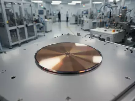 Ein Silizium-Wafer in einer modernen Halbleiter-Fertigungsanlage unter professioneller Beleuchtung. - Foto: über boerse-global.de