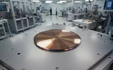 Ein Silizium-Wafer in einer modernen Halbleiter-Fertigungsanlage unter professioneller Beleuchtung. - Foto: über boerse-global.de