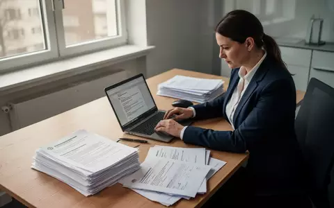 Eine Personalreferentin arbeitet an einem Schreibtisch mit Unterlagen und Arbeitsverträgen in einem modernen Büro. - Foto: über boerse-global.de