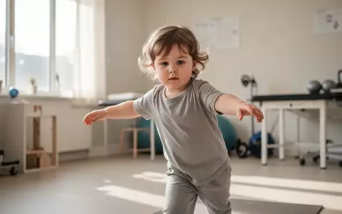Ein Kind bei einer therapeutischen Bewegungsübung in einem hellen, modernen Therapieraum. - Foto: über boerse-global.de