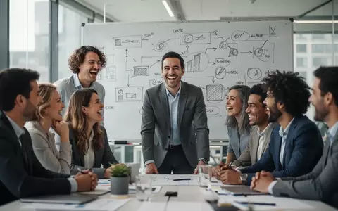 Ein lächelndes, diverses Team in einem modernen Büro bei einer gemeinsamen Besprechung an einem Whiteboard. - Foto: über boerse-global.de