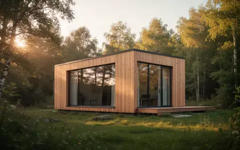 Ein modernes Tiny House in einer naturnahen Umgebung bei warmem Licht. - Foto: über boerse-global.de