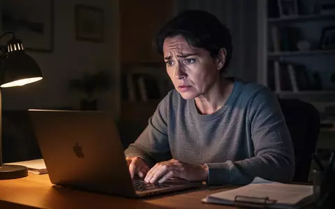 Eine besorgte Person sitzt in einem abgedunkelten Büro vor einem Laptop und blickt nachdenklich auf den Bildschirm. - Foto: über boerse-global.de