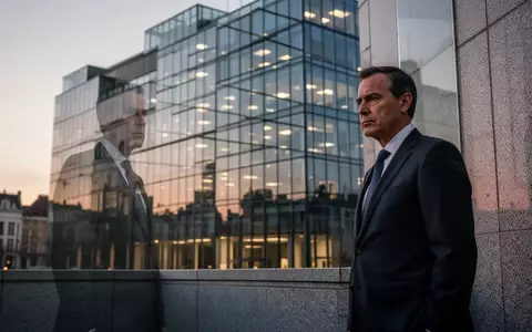 Ein Diplomat in einem Anzug vor einem modernen Bürogebäude in Brüssel bei Dämmerung. - Foto: über boerse-global.de