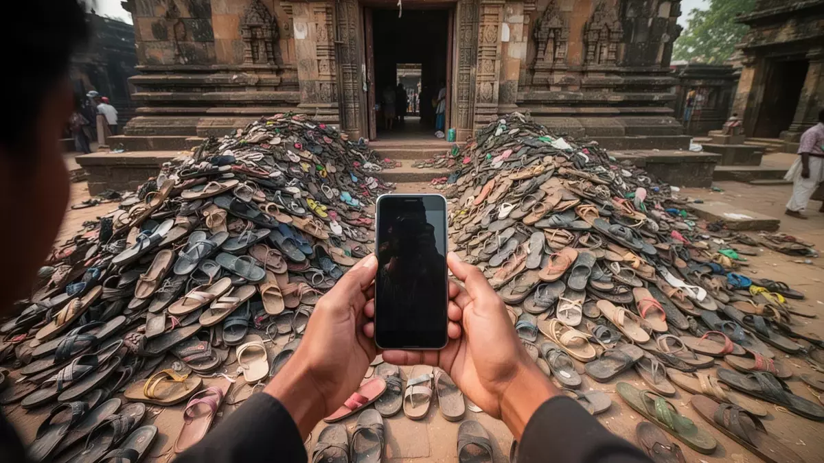 ChatGPT-Bildanalyse: Mann findet verlorene Clogs unter 1.000 Schuhen im Mahakal-Tempel