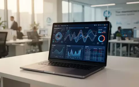 Moderner Büroarbeitsplatz mit Laptop und Daten-Dashboard als Symbol für digitale Steuerverwaltung. - Foto: über boerse-global.de