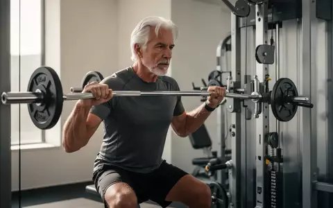 Ein älterer Mann trainiert konzentriert an einem modernen Fitnessgerät in einem hellen, professionellen Fitnessstudio. - Foto: über boerse-global.de