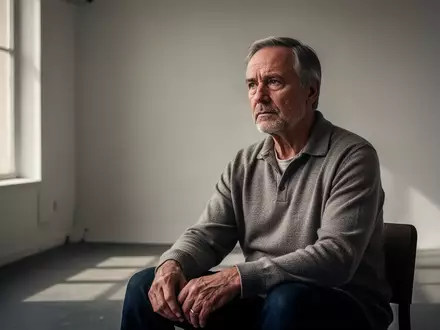 Ein nachdenklich wirkender, reifer Mann in einem minimalistisch eingerichteten, lichtdurchfluteten Raum. - Foto: über boerse-global.de