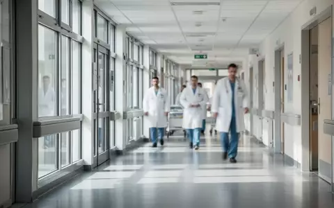 Ein heller, moderner Krankenhausflur mit medizinischem Personal im Hintergrund, symbolisiert das deutsche Gesundheitssystem. - Foto: über boerse-global.de