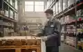Junger Mitarbeiter in der Lagerhalle eines modernen Supermarktes während der Arbeit. - Foto: über boerse-global.de