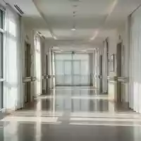 Ein heller, moderner Flur in einer Pflegeeinrichtung mit einfallendem Sonnenlicht durch große Fenster. - Foto: über boerse-global.de