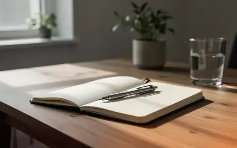 Minimalistischer Schreibtisch mit Notizbuch und Stift in natürlichem Tageslicht als Symbol für finanzielle Disziplin. - Foto: über boerse-global.de