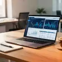 Ein aufgeräumter moderner Büroarbeitsplatz mit Laptop, Notizblock und einer Kaffeetasse bei natürlichem Tageslicht. - Foto: über boerse-global.de