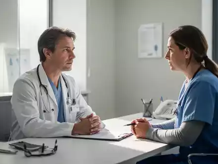 Ein Arzt im Gespräch mit einem Patienten in einer hellen, modernen medizinischen Praxis. - Foto: über boerse-global.de