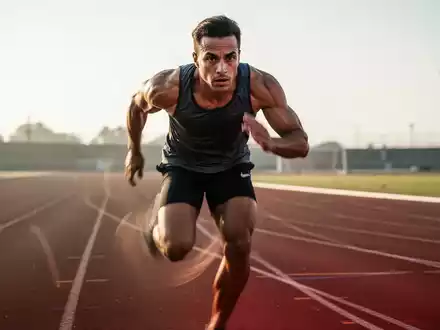Eine Person beim intensiven Sprinttraining auf einer Laufbahn im Freien. - Foto: über boerse-global.de