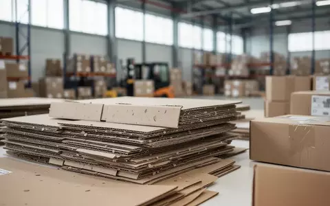Nahaufnahme von recycelten Verpackungsmaterialien in einem modernen Logistikzentrum bei natürlichem Tageslicht. - Foto: über boerse-global.de