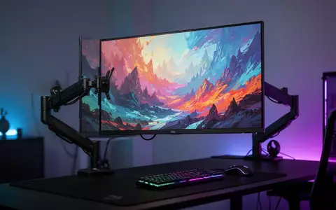 Ein moderner 27-Zoll-Gaming-Monitor mit schmalem Rahmen, montiert an einem professionellen Monitorarm in einem Gaming-Zimmer. - Foto: über boerse-global.de