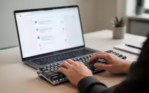 Ein professioneller Arbeitsplatz mit einem Laptop, auf dem eine Nachrichtenanwendung zu sehen ist, während jemand tippt. - Foto: über boerse-global.de