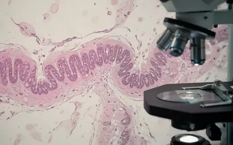 Mikroskopische Aufnahme von biologischem Gewebe der Darmschleimhaut im Labor. - Foto: über boerse-global.de