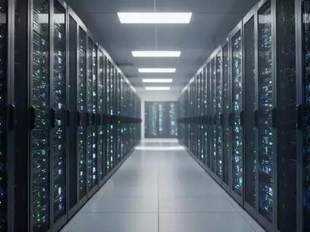 Rows of high-performance server racks in a modern data center, reflecting the infrastructure required for artificial intelligence. - Foto: über boerse-global.de