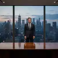 Führungskraft in einem modernen Bürogebäude mit Blick auf die abendliche Skyline, symbolisch für regulatorische Verantwortung. - Foto: über boerse-global.de