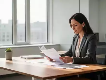 Eine Personalverantwortliche sichtet Unterlagen an einem hellen, modernen Schreibtisch in einem Büro. - Foto: über boerse-global.de