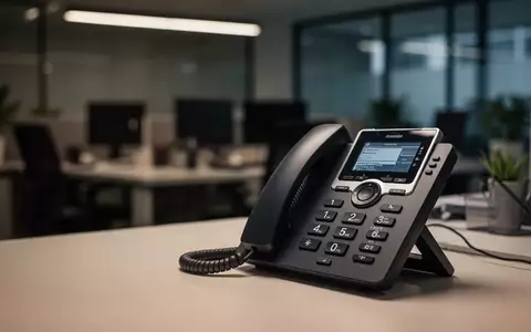 Ein modernes Büro mit einem VoIP-Telefon auf einem Schreibtisch, das die digitale Sicherheitsbedrohung symbolisiert. - Foto: über boerse-global.de