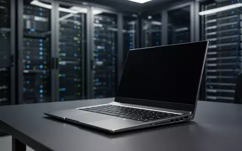 Ein moderner Laptop auf einem Schreibtisch in einem professionellen Büroumfeld bei gedimmter Beleuchtung. - Foto: über boerse-global.de