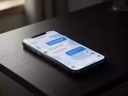 Ein Smartphone auf einem dunklen Schreibtisch, dessen Bildschirm das Interface eines KI-Chatbots in gedimmtem Licht zeigt. - Foto: über boerse-global.de