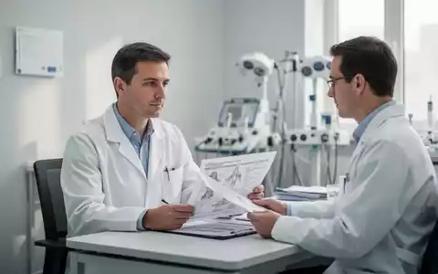 Ein Arzt in einem modernen Behandlungszimmer hält eine Patientenakte, im Hintergrund sind medizinische Geräte zu sehen. - Foto: über boerse-global.de