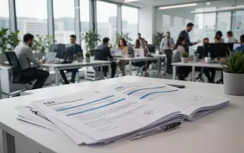 Ein moderner, heller Büroarbeitsplatz mit Unterlagen und verschwommenem Hintergrund, der eine professionelle Arbeitsatmosphäre darstellt. - Foto: über boerse-global.de