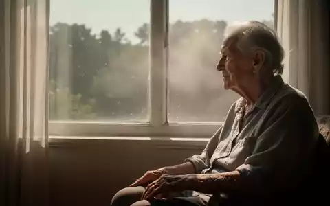 Eine ältere Person sitzt nachdenklich an einem sonnendurchfluteten Fenster während eines heißen Sommertages. - Foto: über boerse-global.de
