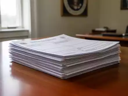 Stapel leerer Wahlzettel auf einem Holztisch in einem hellen Büro vor der Landtagswahl. - Foto: über boerse-global.de