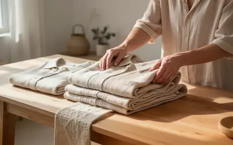 Eine Person faltet sorgfältig hochwertige Kleidung aus natürlichen Materialien in einem hellen, minimalistisch eingerichteten Raum. - Foto: über boerse-global.de