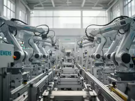 Moderne Produktionshalle eines Technologiekonzerns mit automatisierten Fertigungsanlagen in einer Industrieumgebung. - Foto: über boerse-global.de
