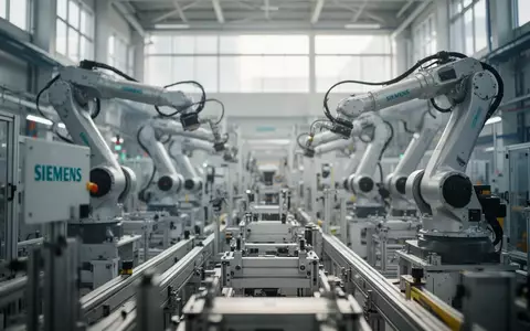Moderne Produktionshalle eines Technologiekonzerns mit automatisierten Fertigungsanlagen in einer Industrieumgebung. - Foto: über boerse-global.de