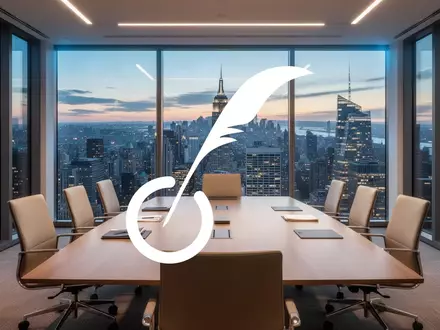 Ein moderner Konferenzraum mit Blick auf eine Skyline, der strategische Unternehmensführung und Stabilität symbolisiert. - Foto: über boerse-global.de