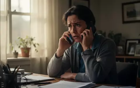 Eine besorgte Person telefoniert mit einem Smartphone an einem Schreibtisch. - Foto: über boerse-global.de